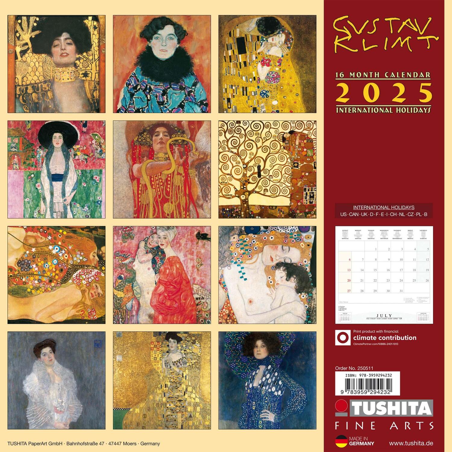 Rückseite: 9783959294232 | Gustav Klimt -Women 2025 | Kalender 2025 | Kalender | 28 S. | Englisch