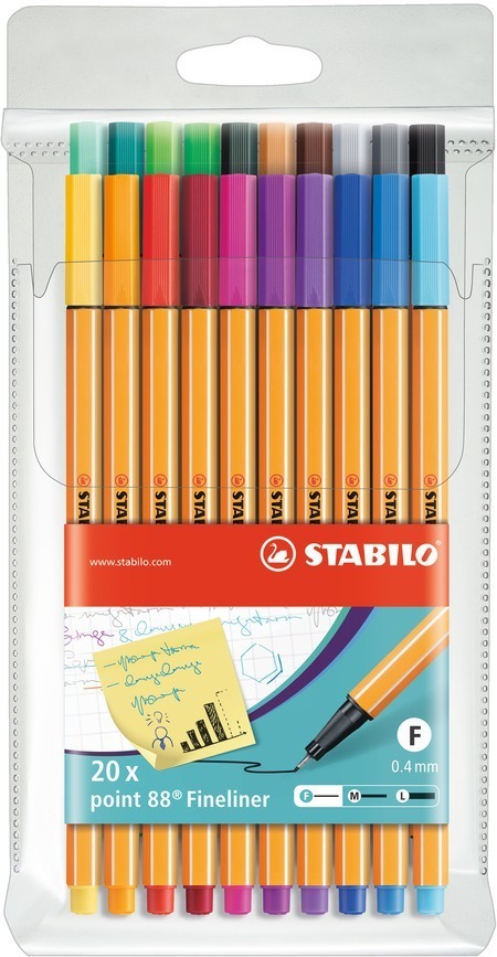 Cover: 4006381292405 | Fineliner - STABILO point 88 - 20er Pack - mit 20 verschiedenen Farben