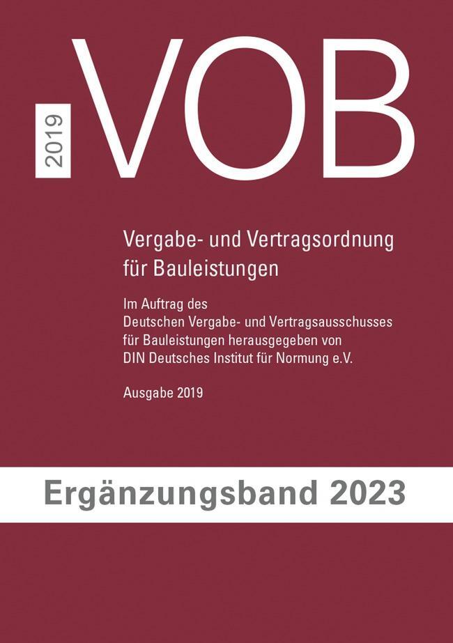 Cover: 9783410613015 | VOB Vergabe- und Vertragsordnung für Bauleistungen | DIN e. V. | Buch