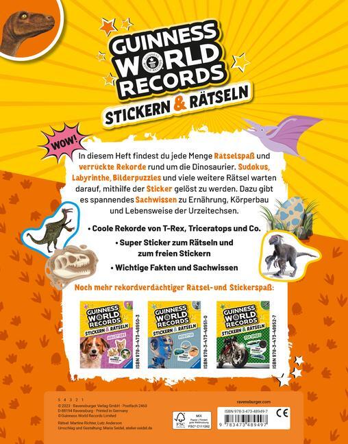 Bild: 9783473489497 | Guinness World Records Stickern und Rätseln: Dinosaurier - ein...