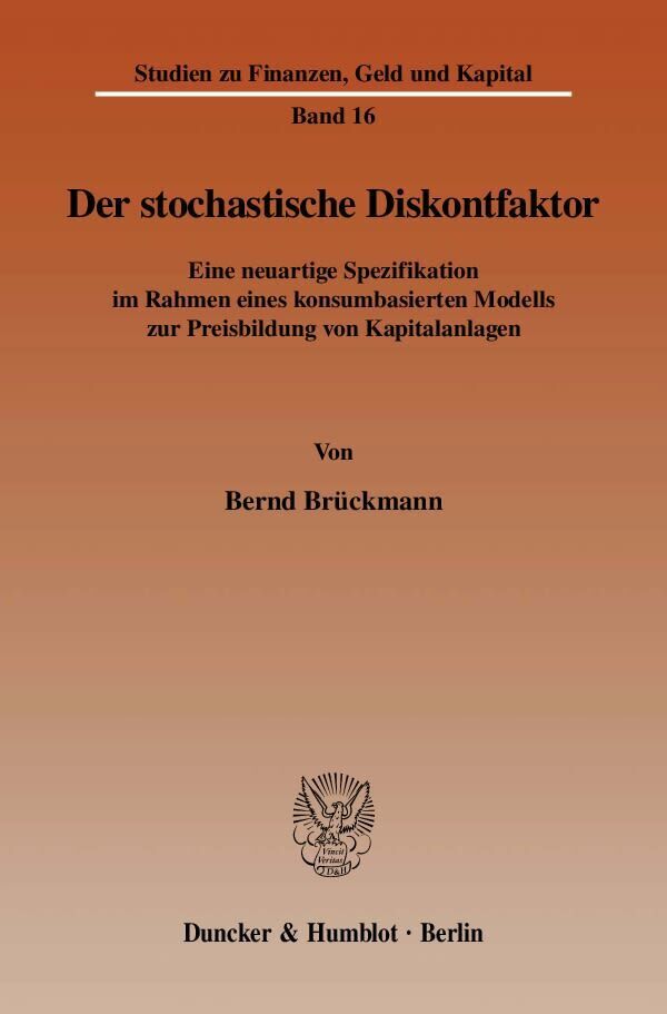 Cover: 9783428125487 | Der stochastische Diskontfaktor. | Bernd Brückmann | Taschenbuch