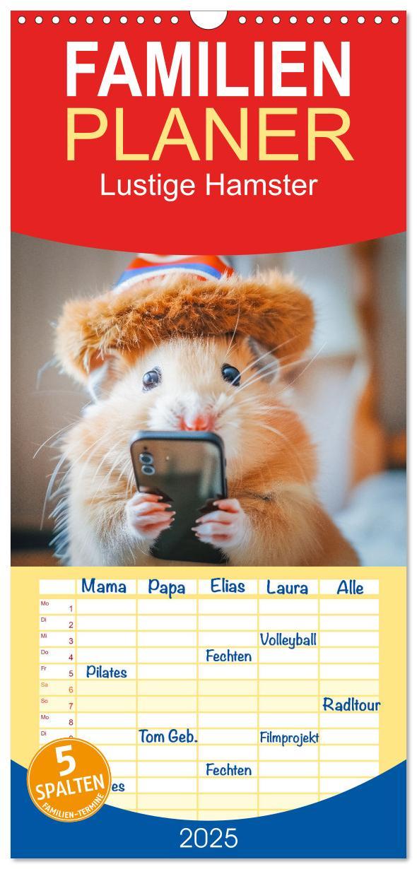 Cover: 9783457193341 | Familienplaner 2025 - Lustige Hamster mit 5 Spalten (Wandkalender,...