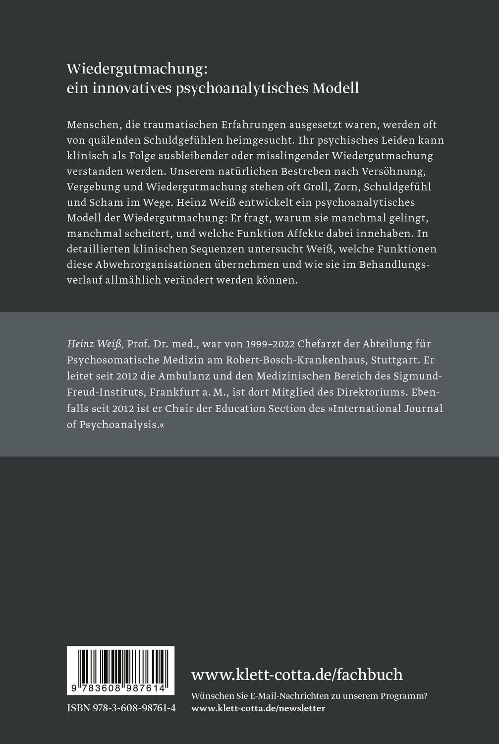Rückseite: 9783608987614 | Trauma, Schuldgefühl und Wiedergutmachung | Heinz Weiß | Taschenbuch
