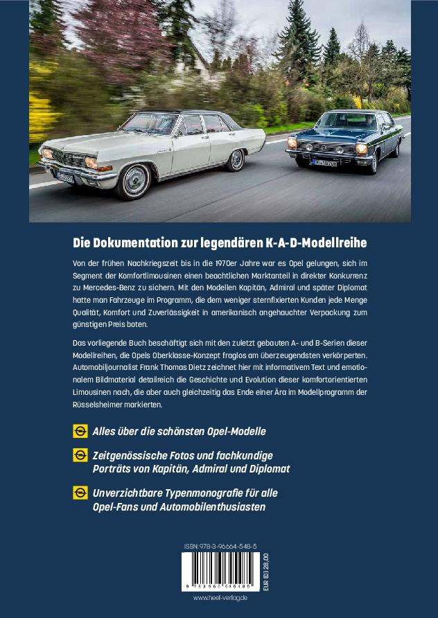 Rückseite: 9783966645485 | Opel Kapitän, Admiral, Diplomat A &amp; B - Die großen Drei aus...