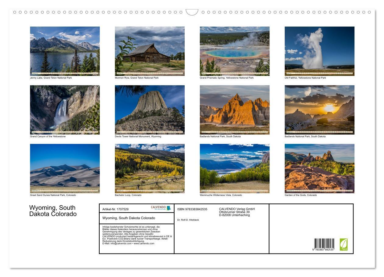 Bild: 9783383842535 | Wyoming, South Dakota Colorado (Wandkalender 2025 DIN A2 quer),...