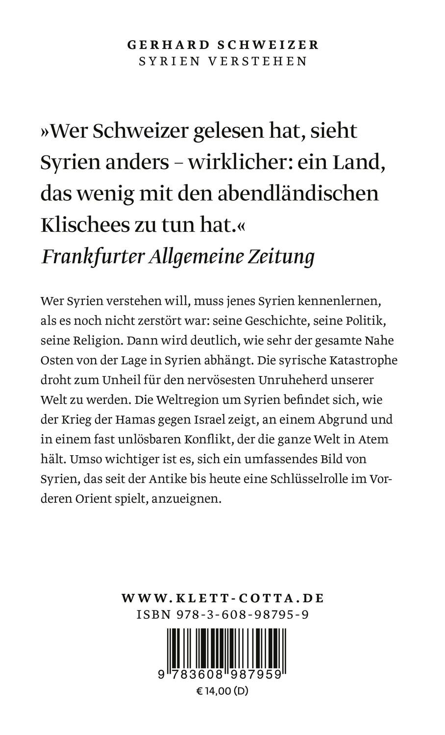Rückseite: 9783608987959 | Syrien verstehen | Gerhard Schweizer | Taschenbuch | 560 S. | Deutsch