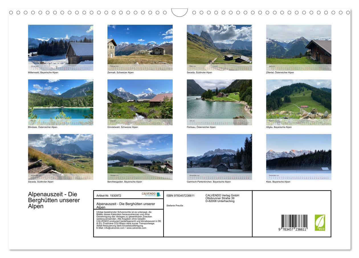 Bild: 9783457236611 | Alpenauszeit - Die Berghütten unserer Alpen (Wandkalender 2025 DIN...