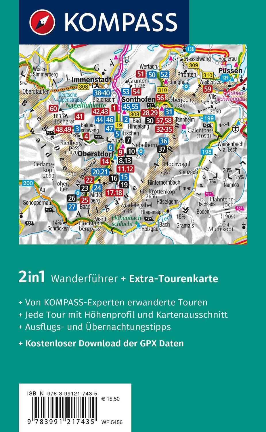 Rückseite: 9783991217435 | KOMPASS Wanderführer Allgäu, Allgäuer Alpen, 60 Touren | Walter Theil