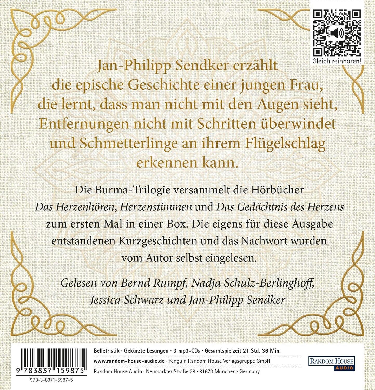 Bild: 9783837159875 | Die Burma-Trilogie | Jan-Philipp Sendker | MP3 | 3 Audio-CDs | Deutsch