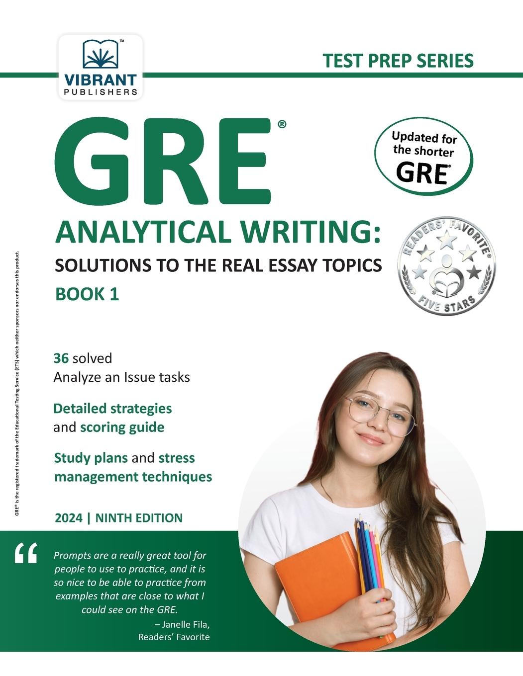 Cover: 9781636512006 | GRE Analytical Writing | Solutions to the Real Essay Topics - Book 1