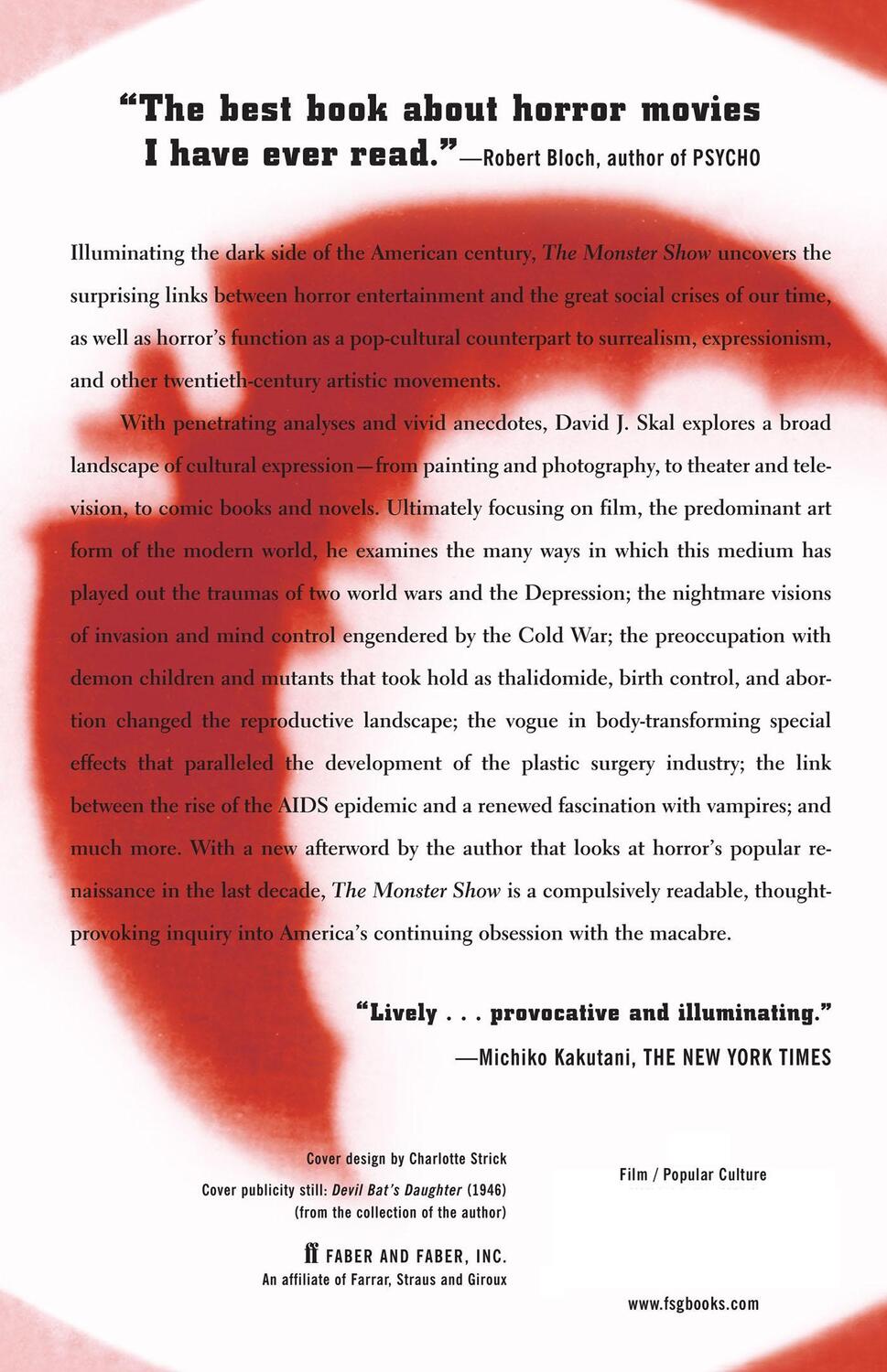 Rückseite: 9780571199969 | The Monster Show | A Cultural History of Horror | David J. Skal | Buch