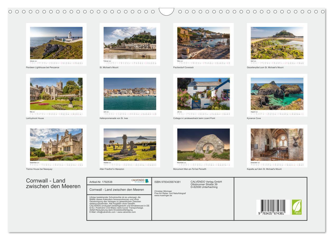 Bild: 9783435674381 | Cornwall - Land zwischen den Meeren (Wandkalender 2025 DIN A3...