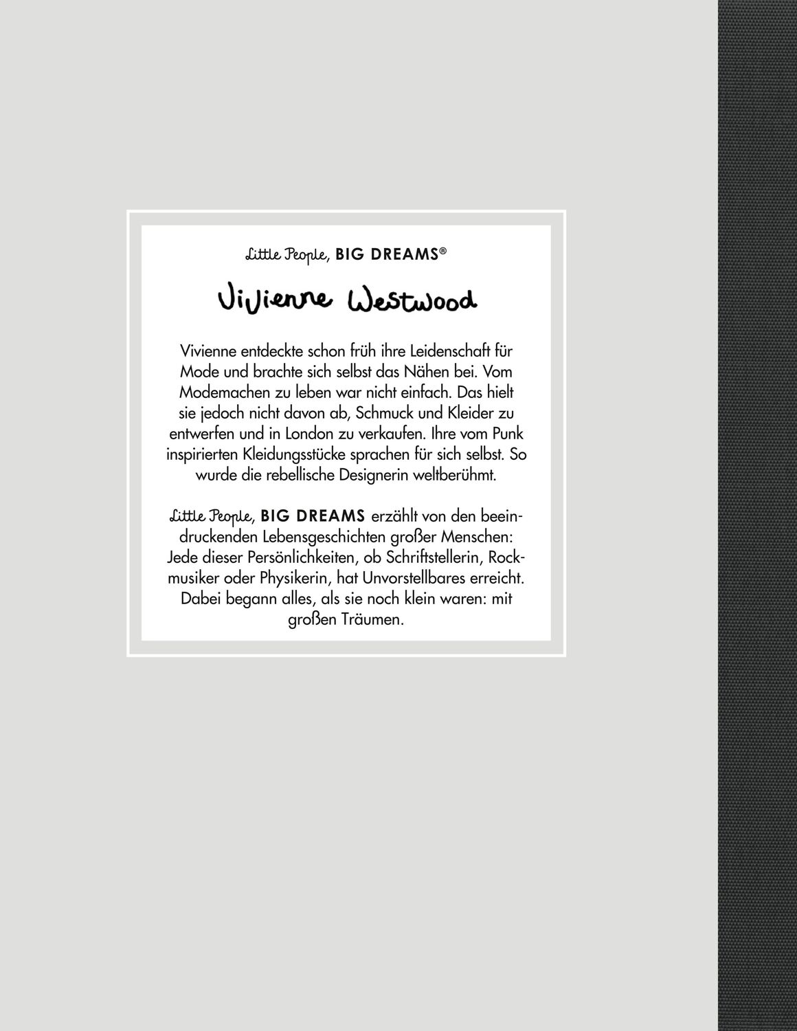 Rückseite: 9783458178576 | Vivienne Westwood | Little People, Big Dreams. Deutsche Ausgabe | Buch