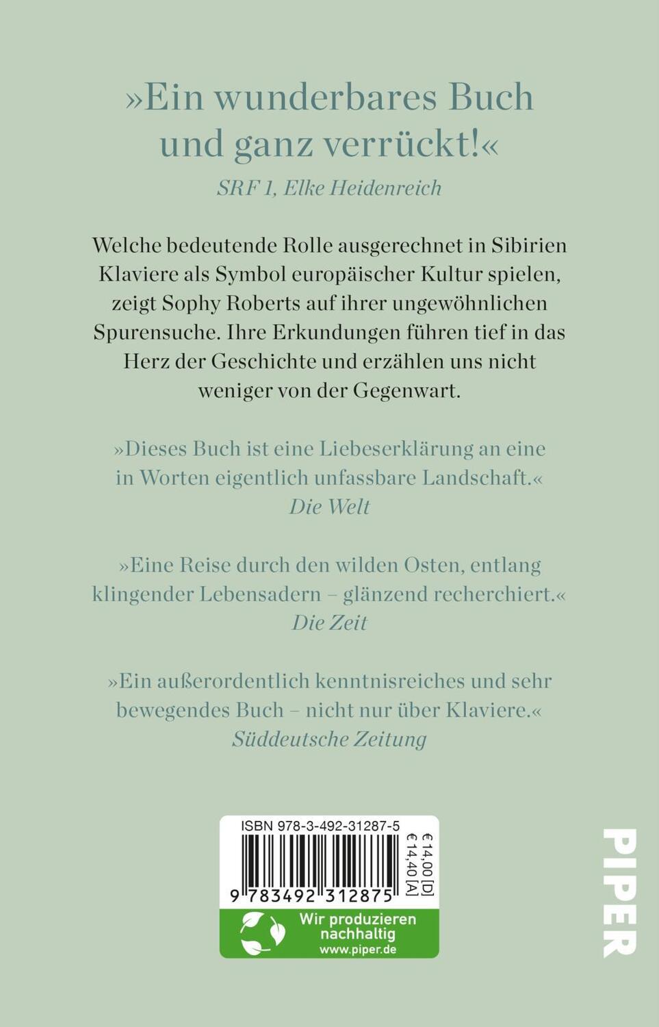 Rückseite: 9783492312875 | Sibiriens vergessene Klaviere | Sophy Roberts | Taschenbuch | 400 S.