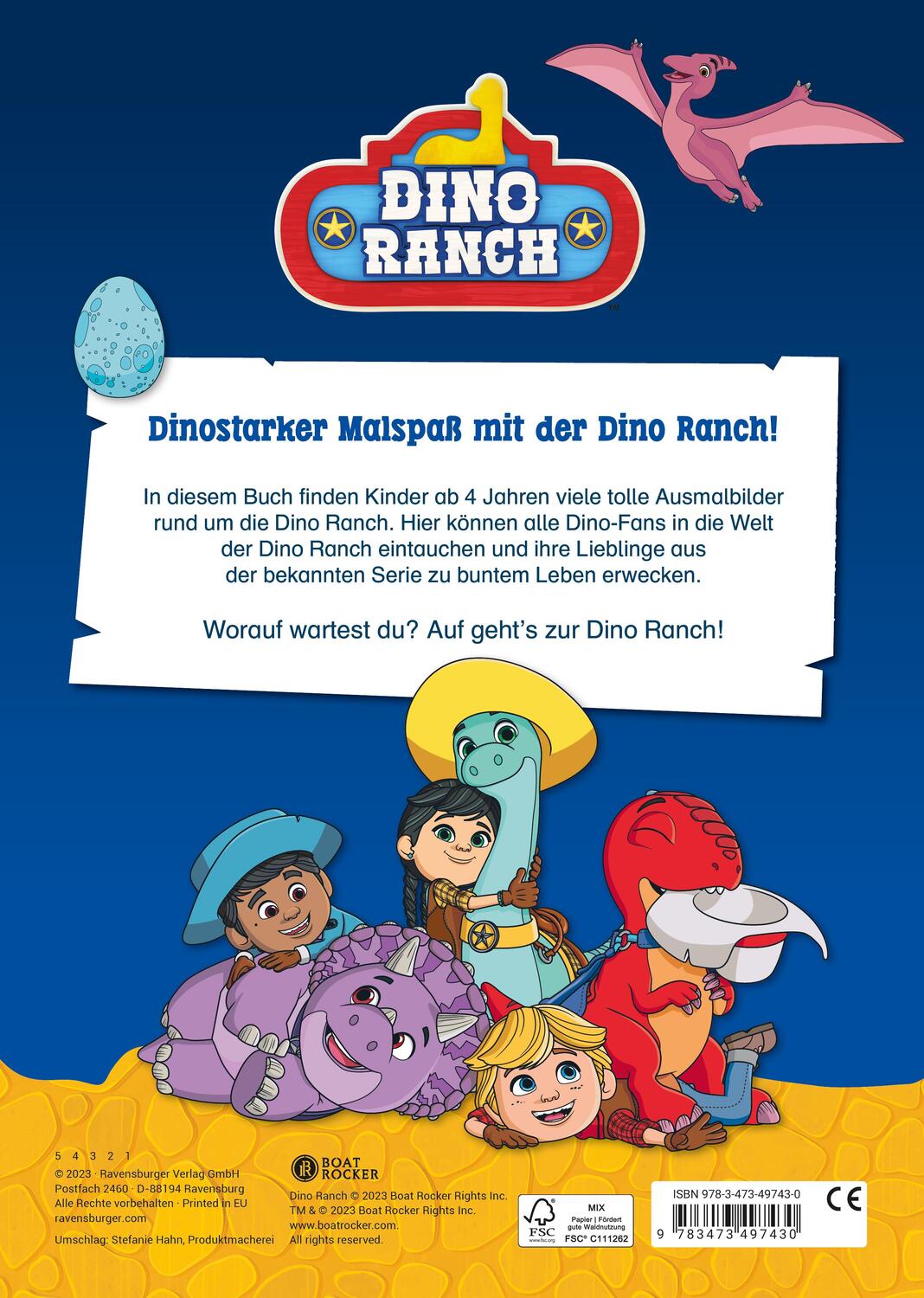 Rückseite: 9783473497430 | Ravensburger Dino Ranch Malbuch 24 Ausmalbilder für Kinder ab 4 | 2023