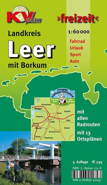 Cover: 9783896411747 | Leer Landkreis mit Borkum, KVplan, Radkarte/Freizeitkarte, 1:60.000...