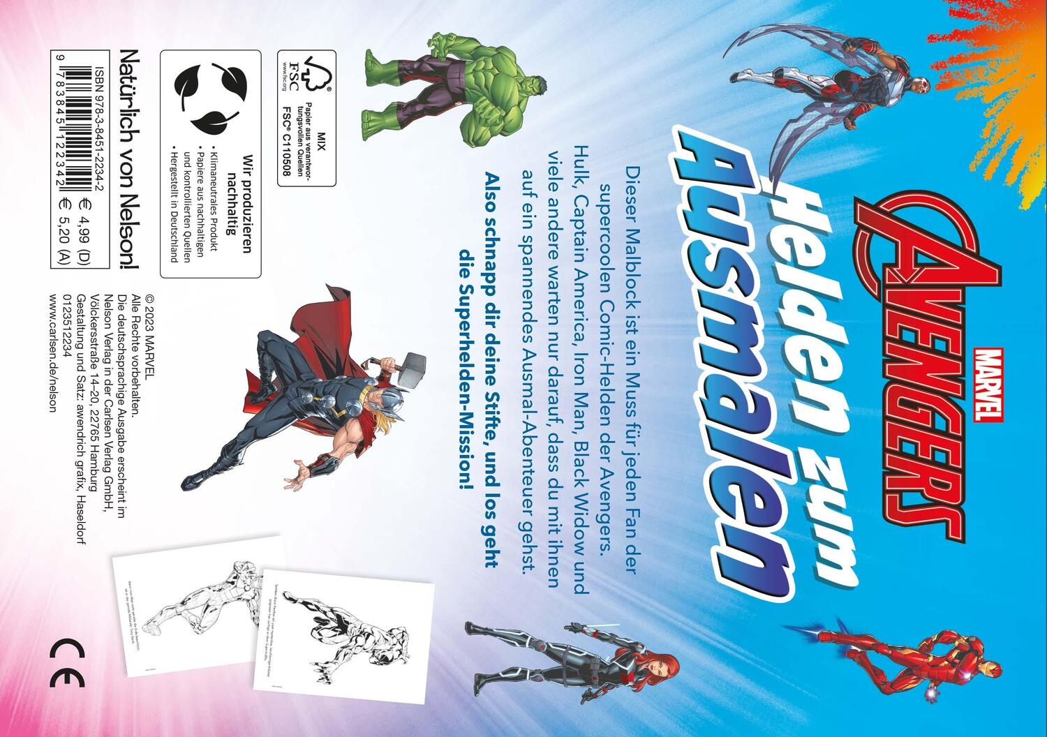 Rückseite: 9783845122342 | Marvel Avengers: Helden zum Ausmalen | Taschenbuch | MARVEL | Malblock