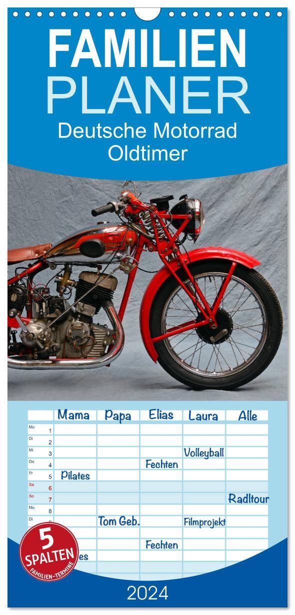 Cover: 9783383093135 | Familienplaner 2024 - Deutsche Motorrad Oldtimer mit 5 Spalten...