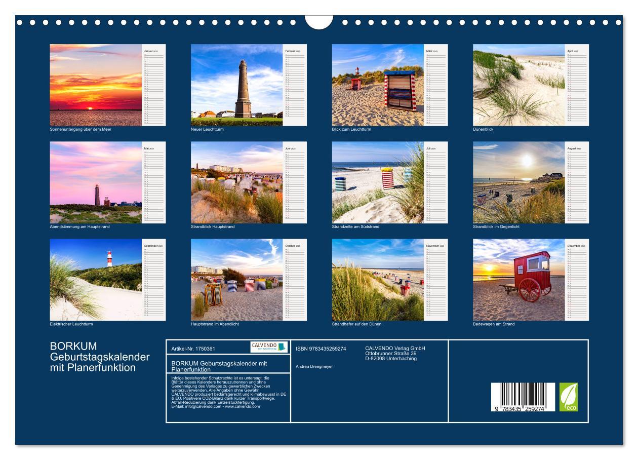 Bild: 9783435259274 | BORKUM Geburtstagskalender mit Planerfunktion (Wandkalender 2025...