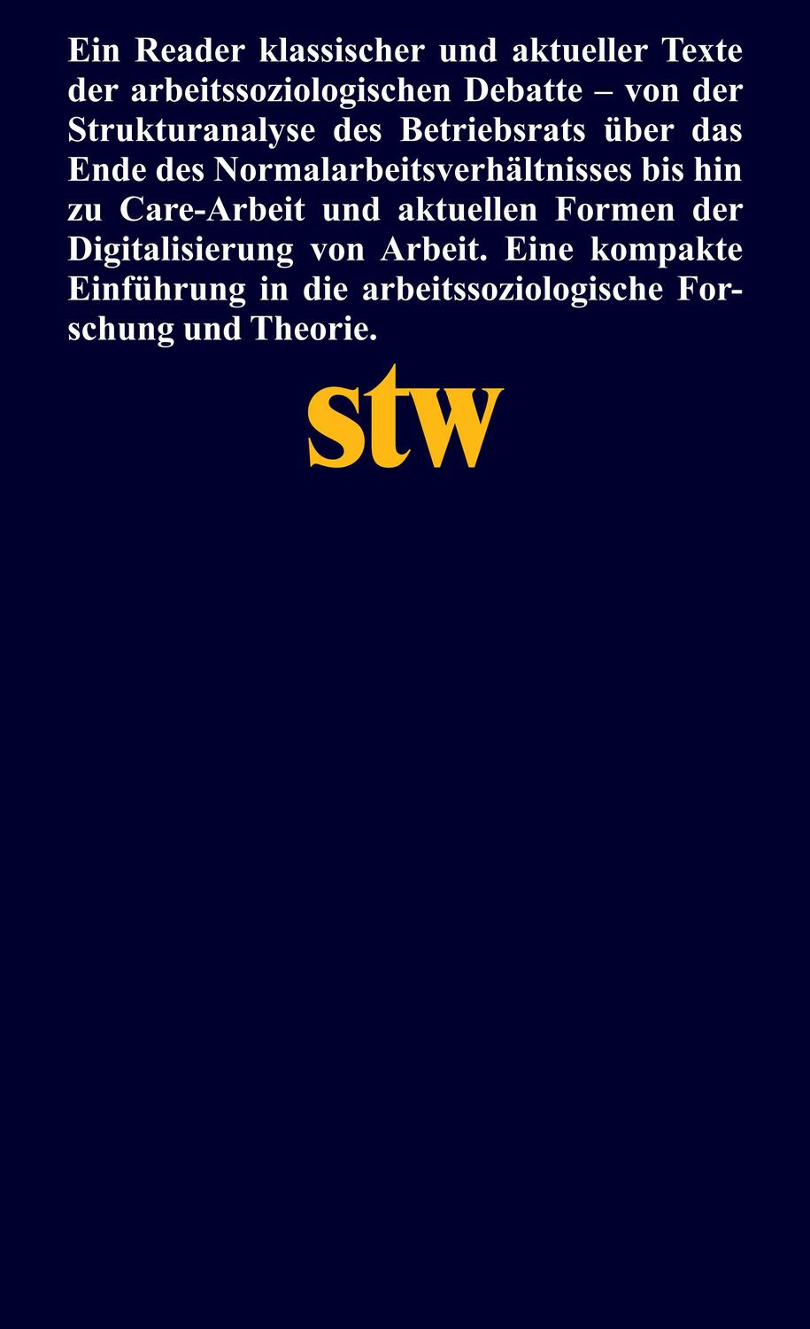 Rückseite: 9783518300022 | Soziologie der Arbeit | Ein Reader | Wolfgang Menz (u. a.) | Buch
