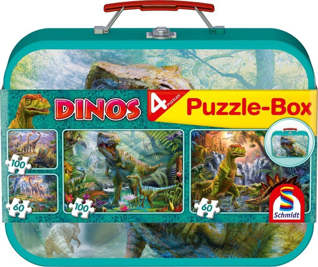 Cover: 4001504564957 | Dinos, Puzzle-Box, 2 x 60, 2 x100 Teile im Metallkoffer | Spiel | 2017