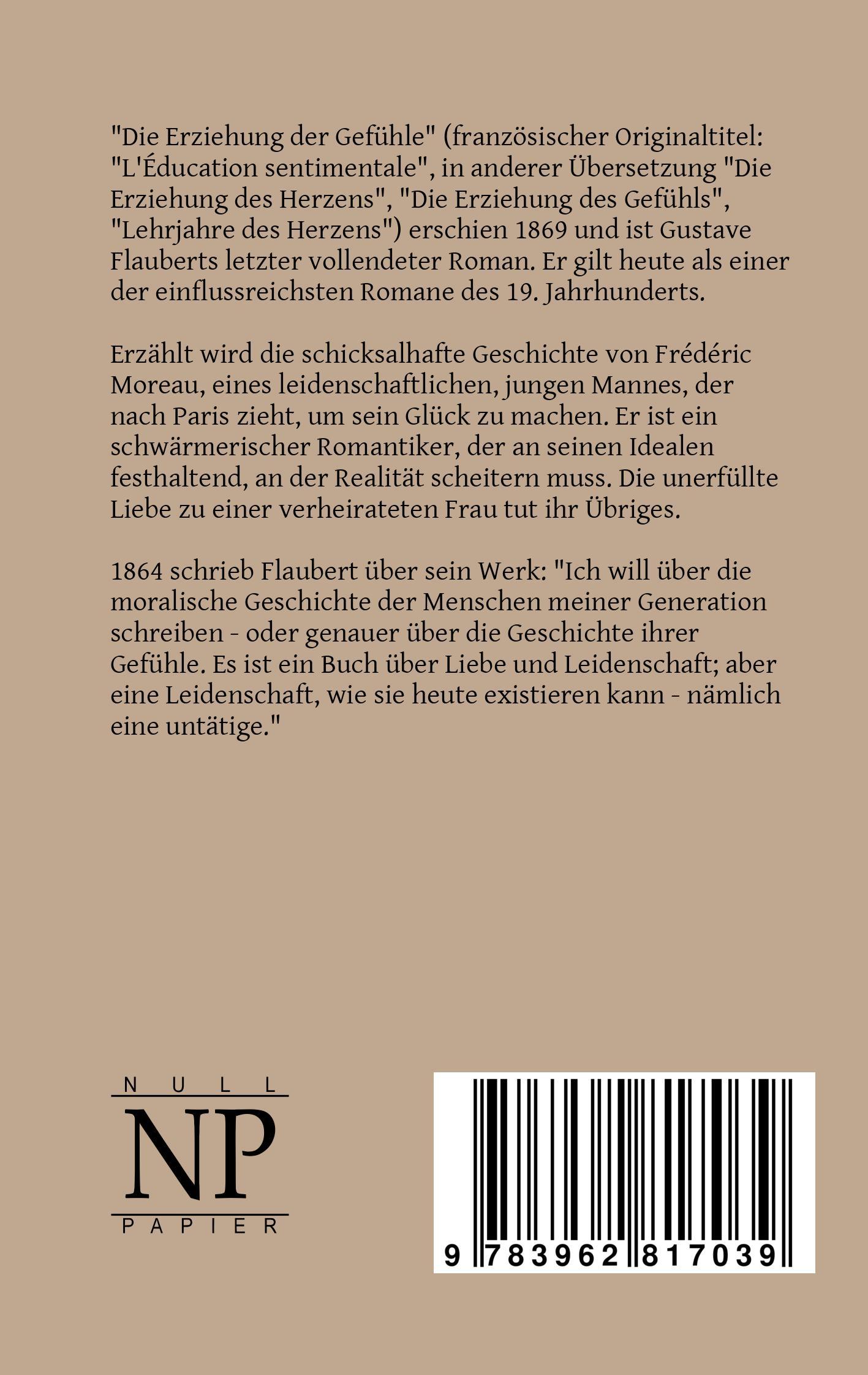 Rückseite: 9783962817039 | Die Erziehung des Herzens | oder auch: Die Schule der Empfindsamkeit