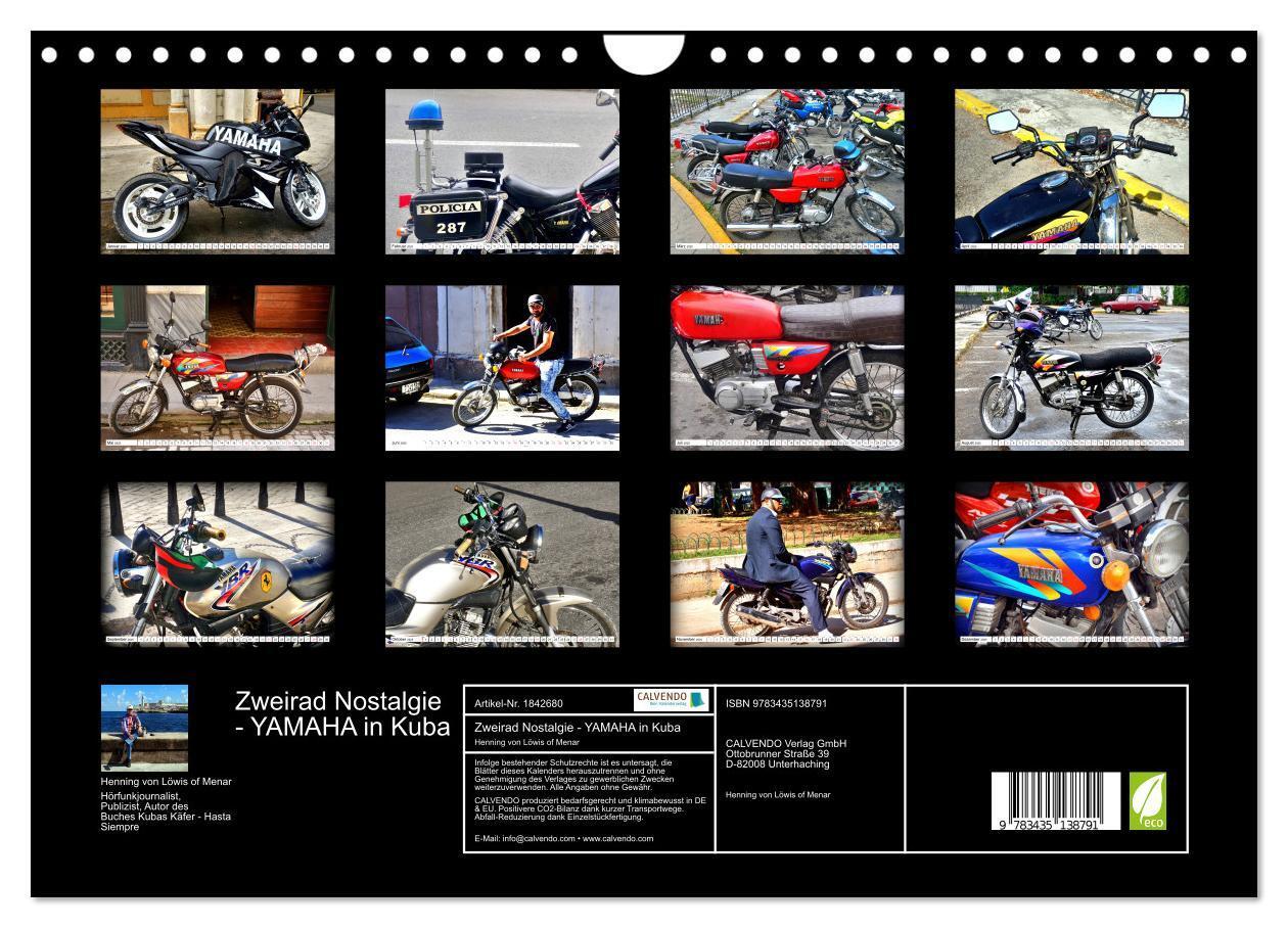 Bild: 9783435138791 | Zweirad Nostalgie - YAMAHA in Kuba (Wandkalender 2025 DIN A4 quer),...