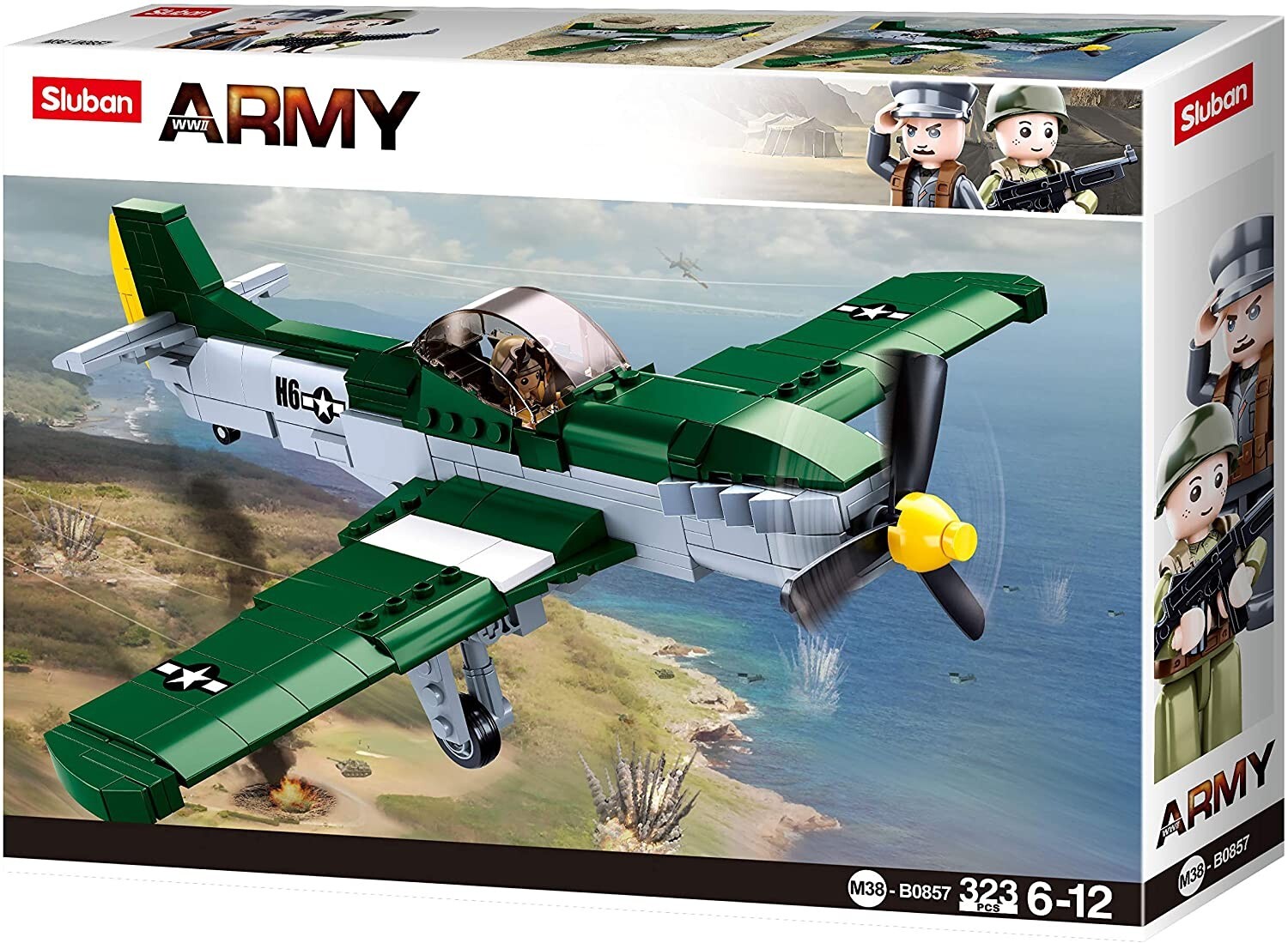 Cover: 6938242957179 | Sluban SL95717 - Army WWII Amerikanisches Jagdflugzeug, Bausatz,...