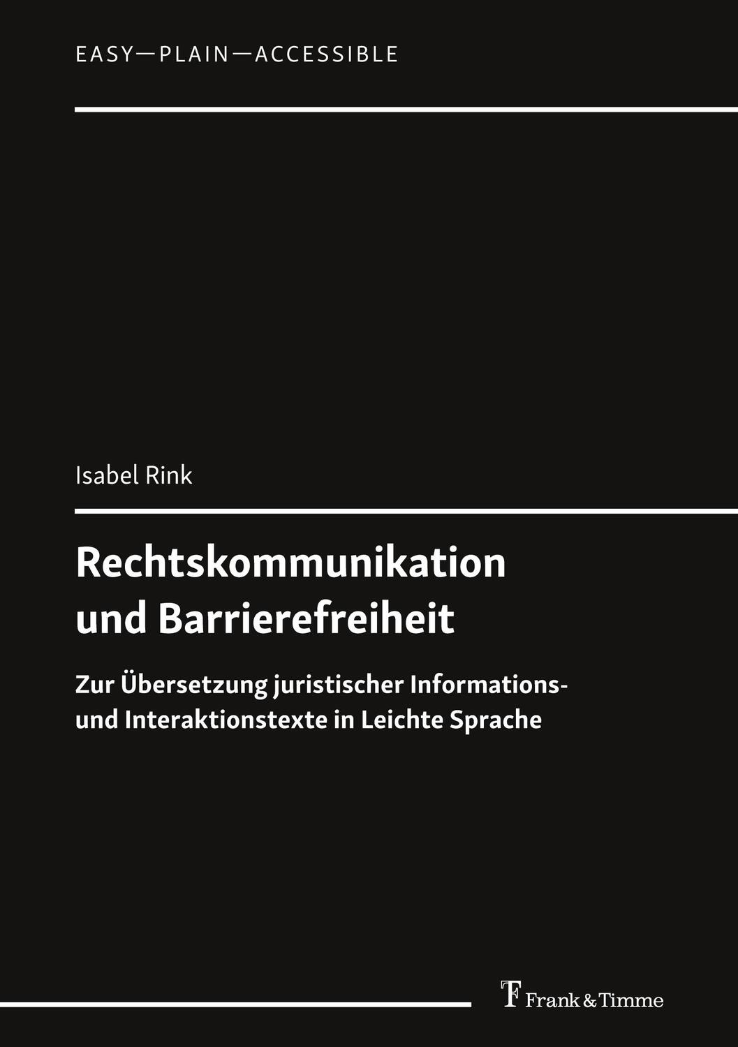 Cover: 9783732905935 | Rechtskommunikation und Barrierefreiheit | Isabel Rink | Taschenbuch
