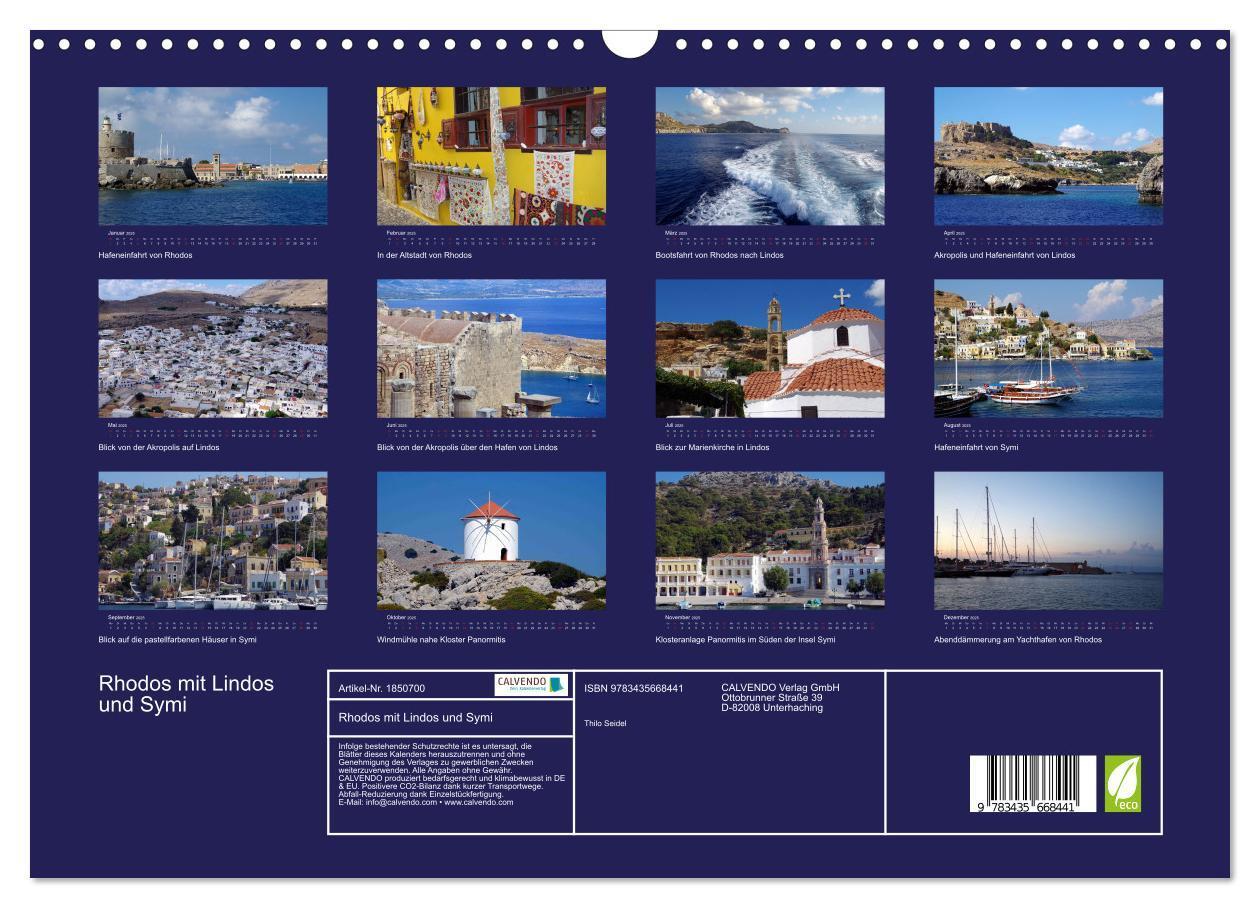 Bild: 9783435668441 | Rhodos mit Lindos und Symi (Wandkalender 2025 DIN A3 quer),...