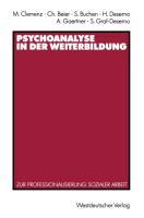 Cover: 9783531122793 | Psychoanalyse in der Weiterbildung | Manfred Clemenz (u. a.) | Buch