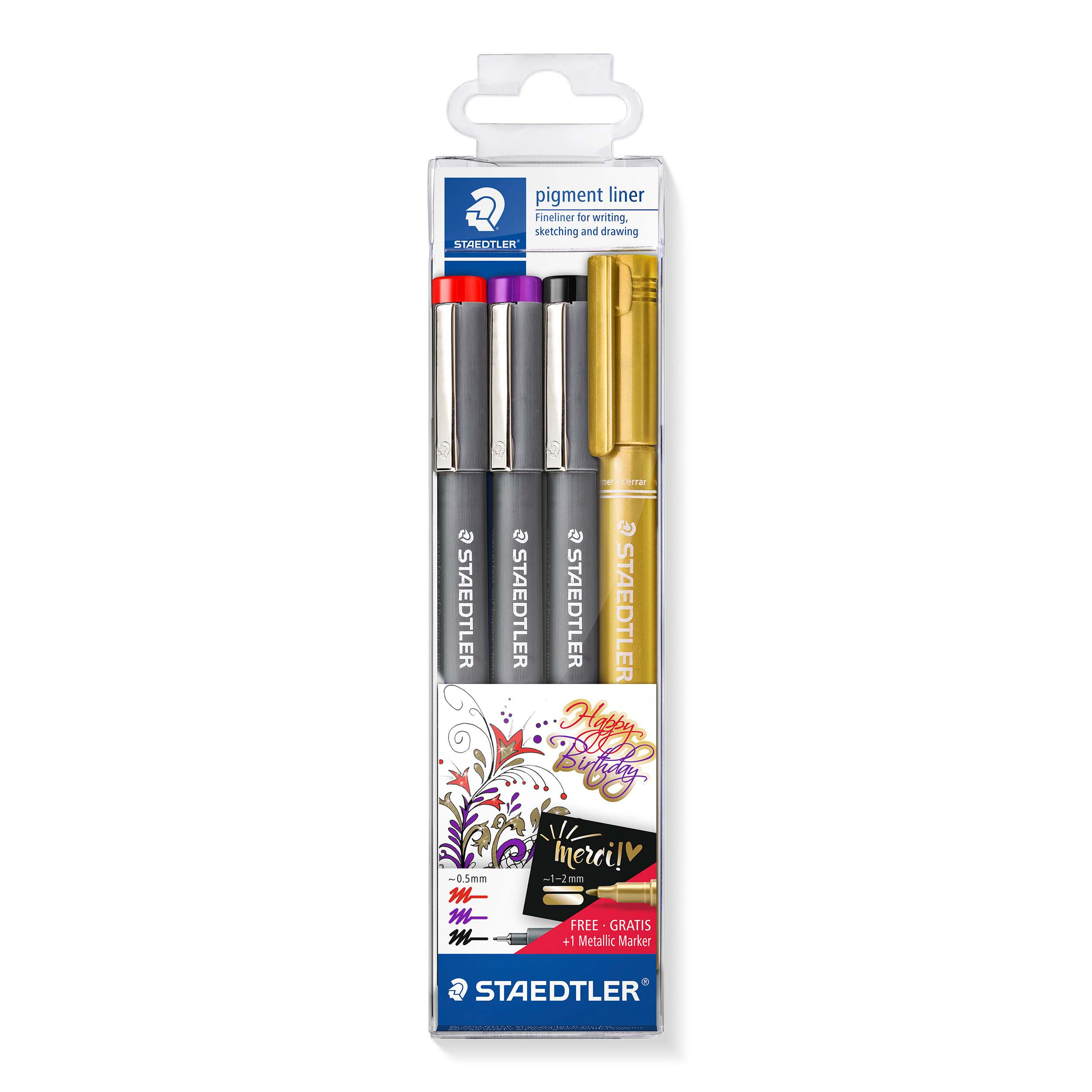 Cover: 4007817348154 | STAEDTLER Fineliner pigment liner 308 + metallic pen, 4er Set | 2019