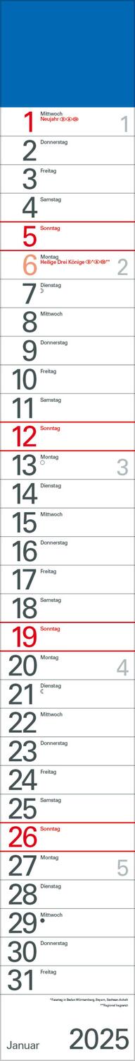 Cover: 9783731879558 | Streifenplaner Blau 2025 | Verlag Korsch | Kalender | 12 S. | Deutsch