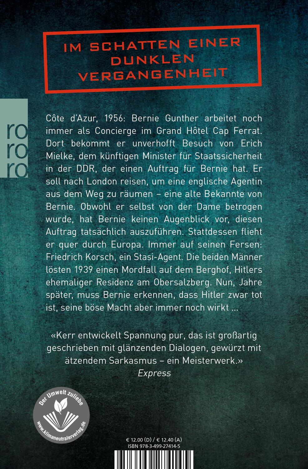 Rückseite: 9783499274145 | Berliner Blau | Historischer Kriminalroman | Philip Kerr | Taschenbuch
