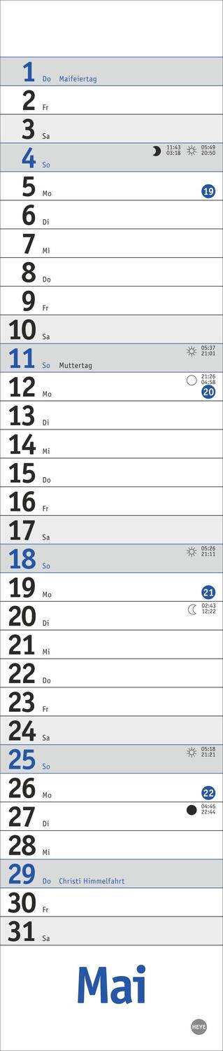 Bild: 9783756406357 | Langplaner mini, blau 2025 | Kalender | Bürokalender Heye | 13 S.
