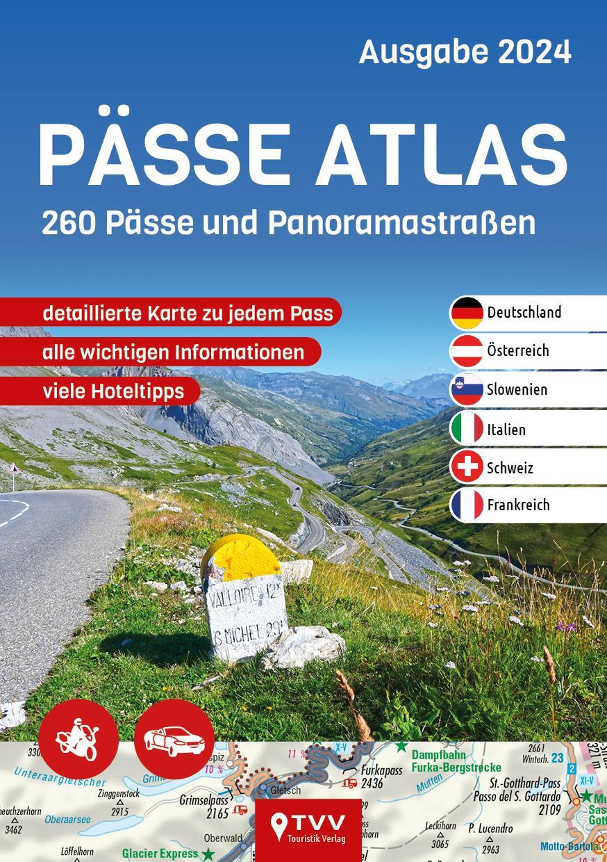 Cover: 9783965990401 | PÄSSE ATLAS 2024 | 260 Pässe und Panoramastraßen | GmbH | Taschenbuch