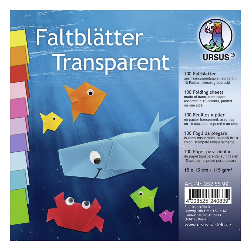 Cover: 4008525240839 | URSUS 100 Faltblätter "Transparent", 15 x 15 cm | Stück | 252-55-99