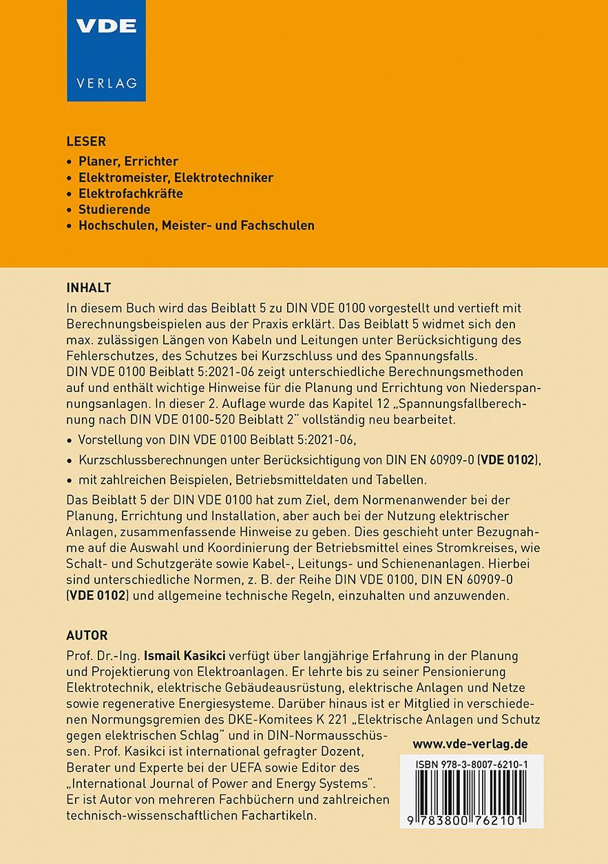 Rückseite: 9783800762101 | Beiblatt 5 der DIN VDE 0100 | Ismail Kasikci | Taschenbuch | 179 S.