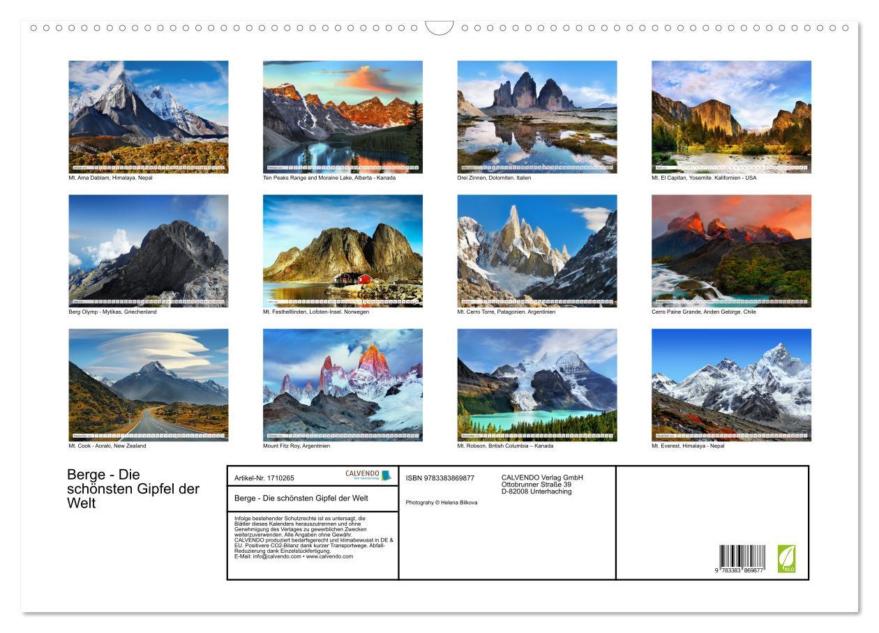 Bild: 9783383869877 | Berge - Die schönsten Gipfel der Welt (Wandkalender 2025 DIN A2...