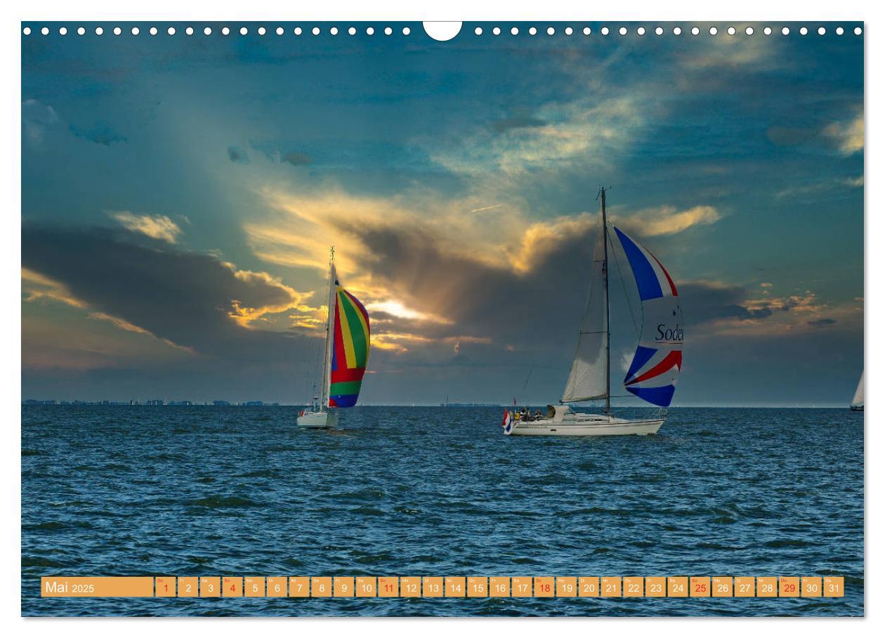 Bild: 9783435154494 | Segeln im Sonnenuntergang (Wandkalender 2025 DIN A3 quer), CALVENDO...