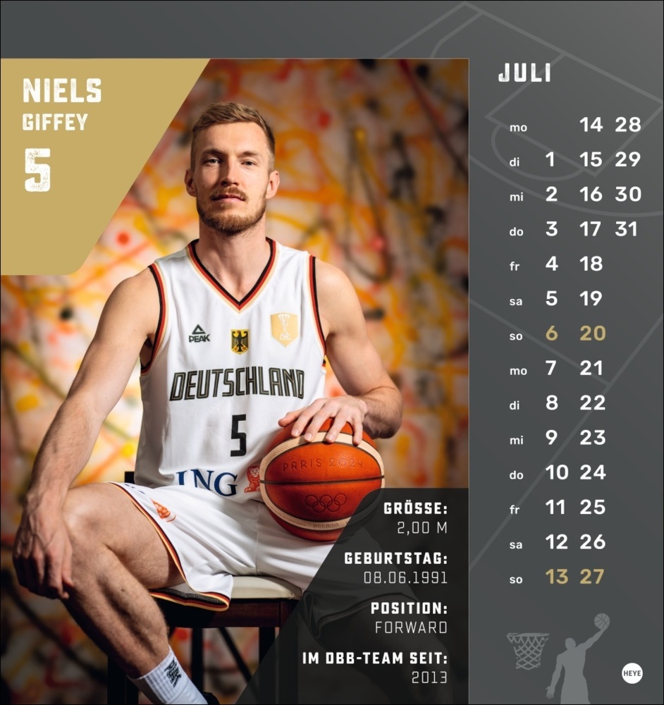 Bild: 9783756413317 | DBB Basketball Postkartenkalender 2025 | Kalender | Spiralbindung