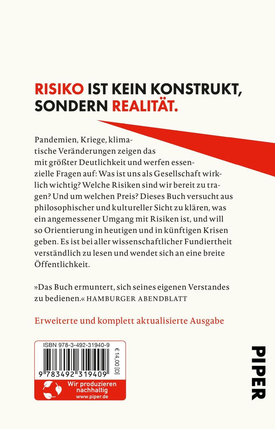 Rückseite: 9783492319409 | Die Realität des Risikos | Julian Nida-Rümelin (u. a.) | Taschenbuch