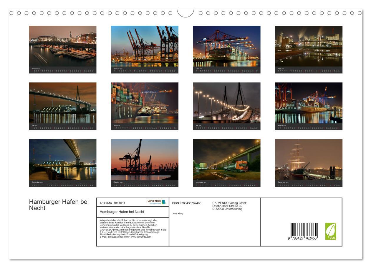 Bild: 9783435762460 | Hamburger Hafen bei Nacht (Wandkalender 2025 DIN A3 quer), CALVENDO...