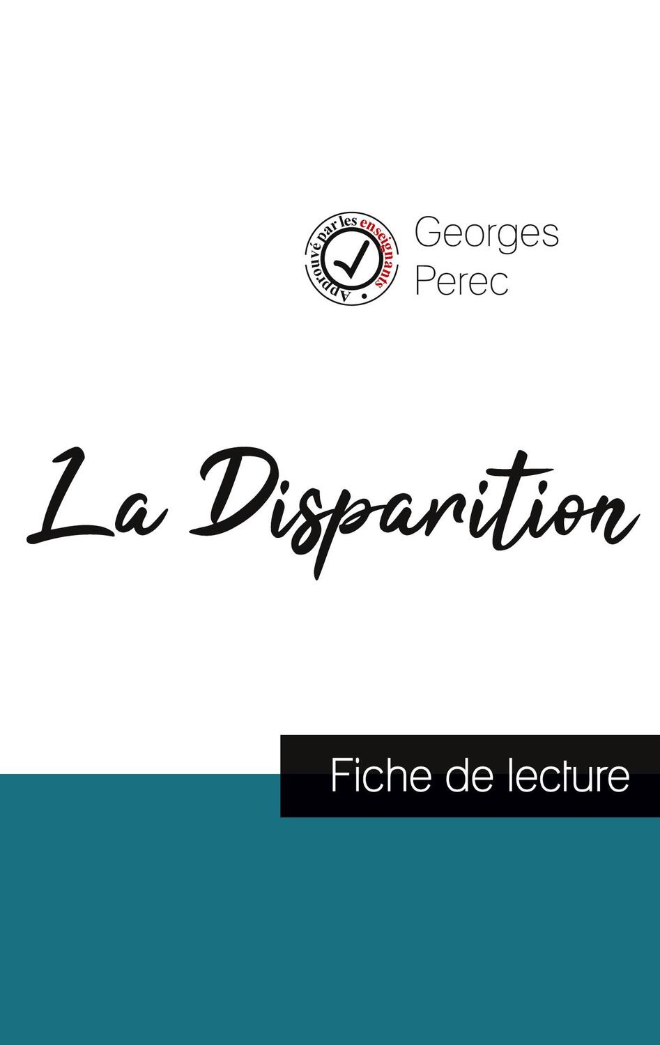 Cover: 9782759304837 | La Disparition de Georges Perec (fiche de lecture et analyse...