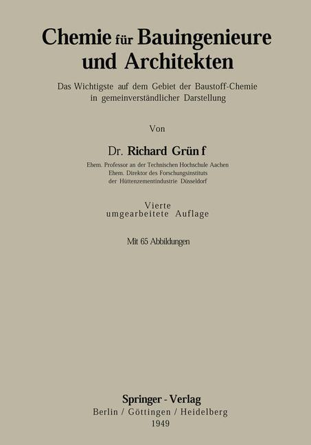 Cover: 9783540013884 | Chemie für Bauingenieure und Architekten | Richard Grün | Taschenbuch