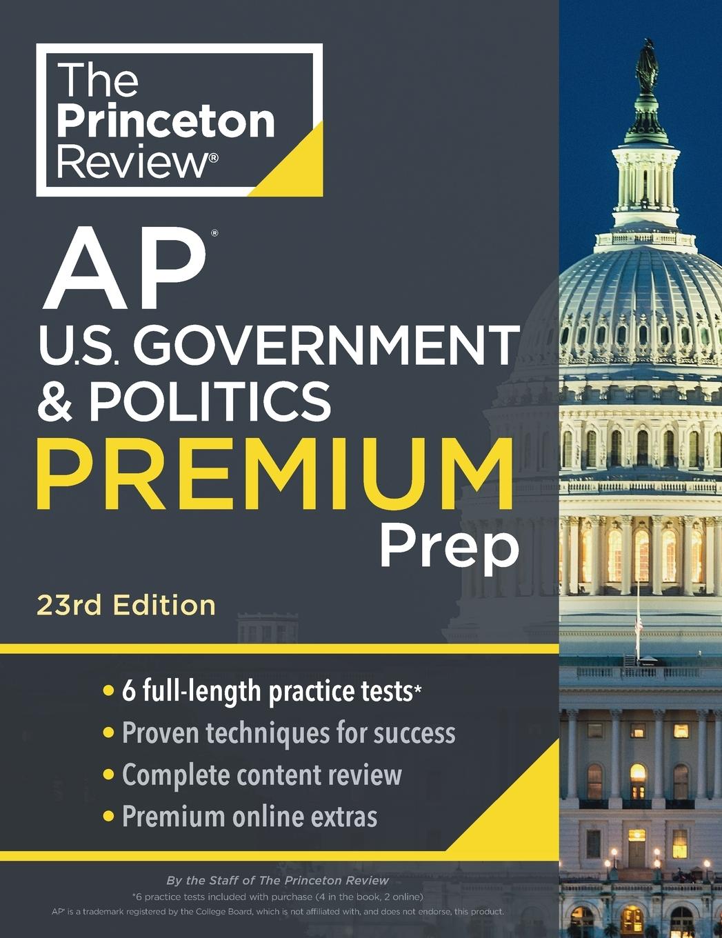 Cover: 9780593517741 | Princeton Review AP U.S. Government &amp; Politics Premium Prep, 23rd...