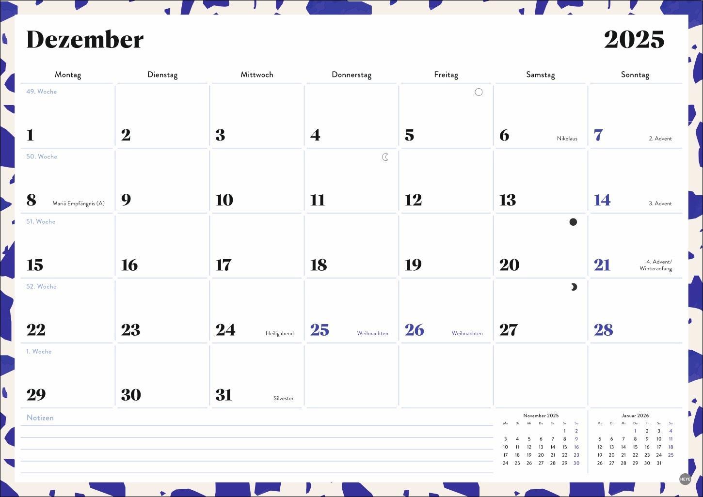 Bild: 9783756408733 | Design Monatsplaner 2025 | Kalender | Bürokalender Heye | 14 S. | 2025