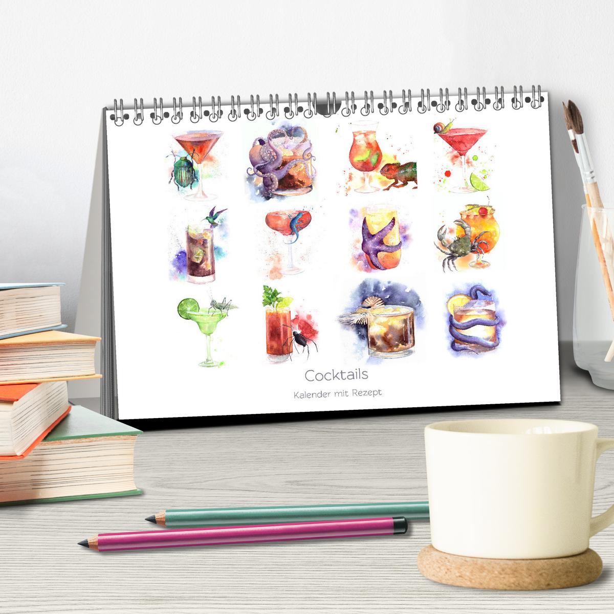 Bild: 9783435095988 | Cocktails Kalender mit Rezept (Tischkalender 2025 DIN A5 quer),...