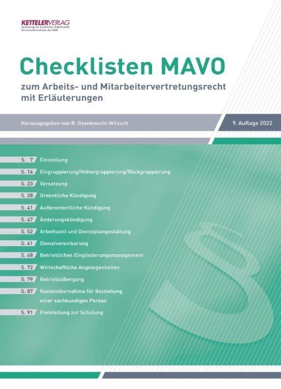 Cover: 9783944427485 | Checklisten MAVO 2022 | Renate Oxenknecht-Witzsch | Broschüre | 100 S.