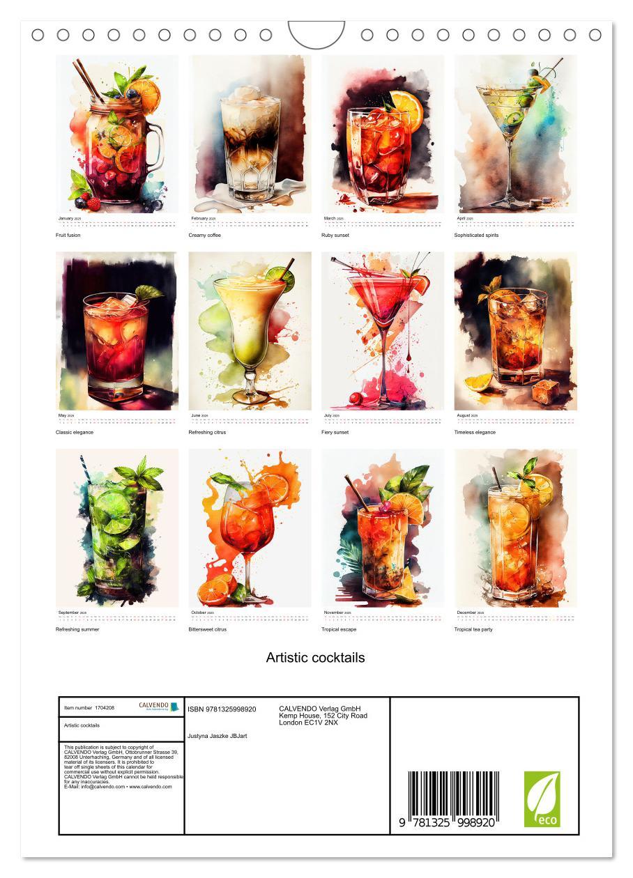 Bild: 9781325998920 | Artistic cocktails (Wall Calendar 2025 DIN A4 portrait), CALVENDO...